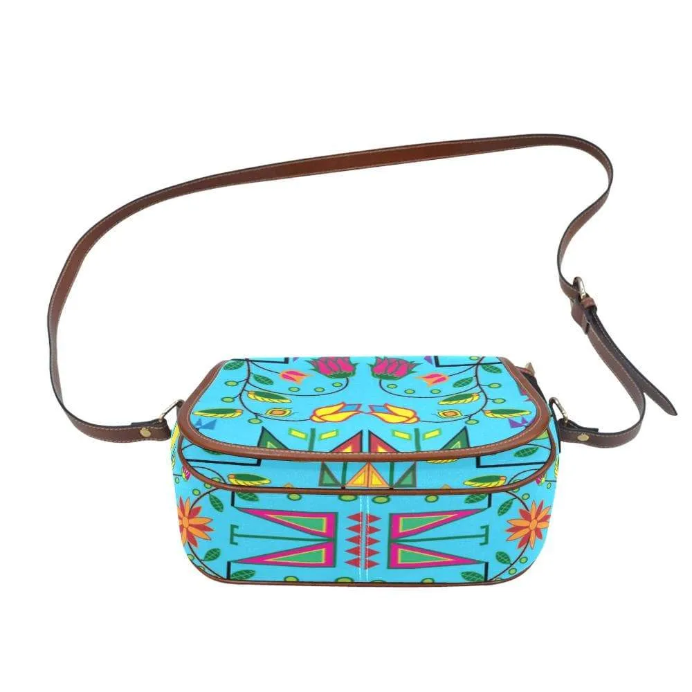 Geometric Floral Summer - Sky Blue Saddle Bag/Small