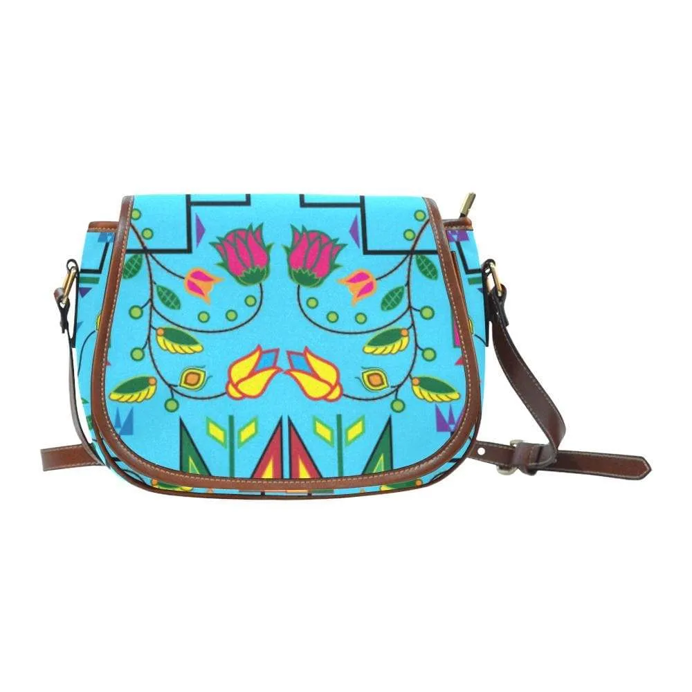 Geometric Floral Summer - Sky Blue Saddle Bag/Small