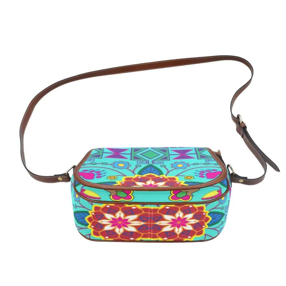 Geometric Floral Winter - Sky Saddle Bag/Small