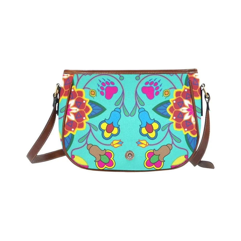 Geometric Floral Winter - Sky Saddle Bag/Small