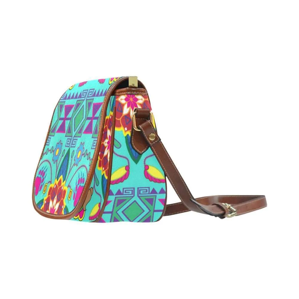 Geometric Floral Winter - Sky Saddle Bag/Small