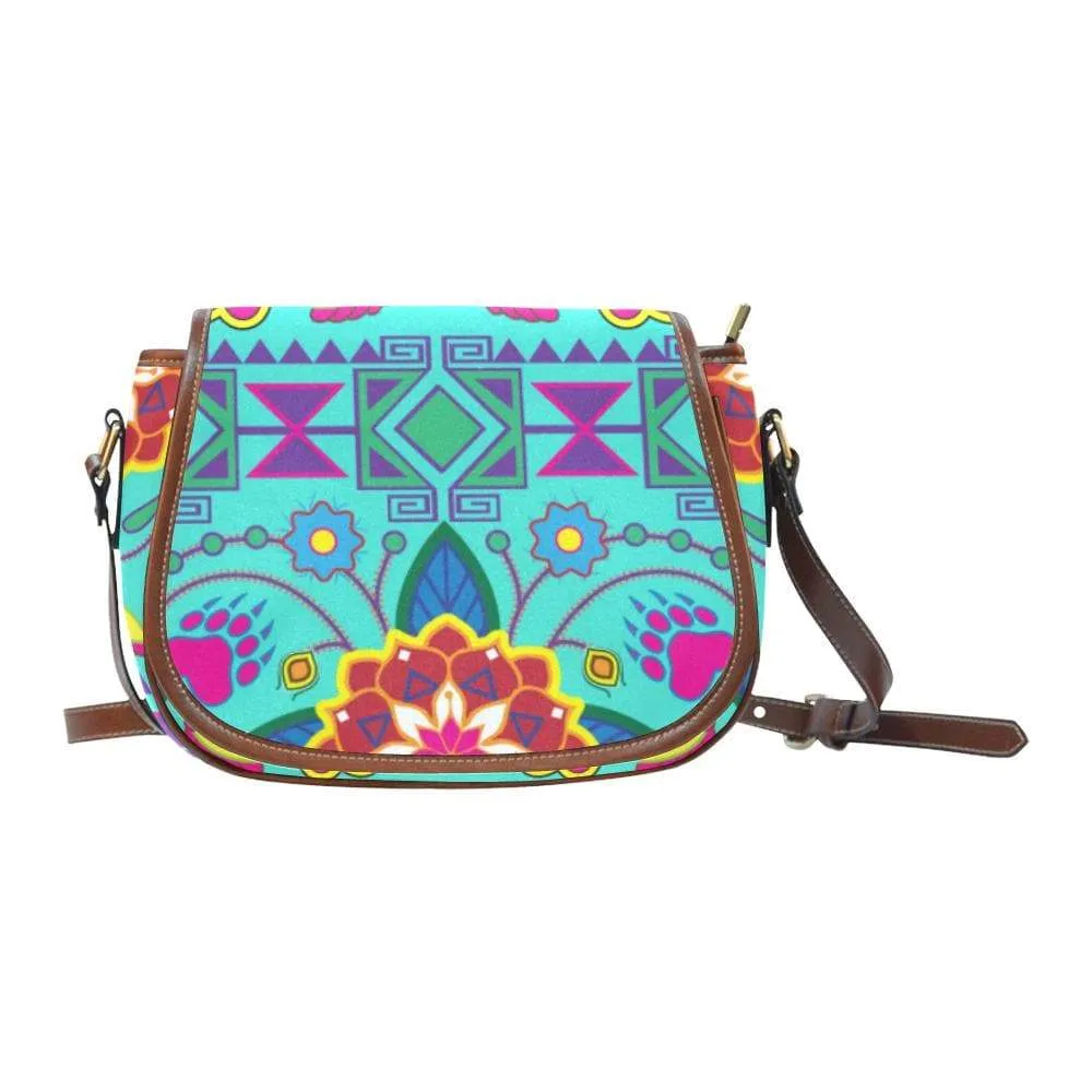 Geometric Floral Winter - Sky Saddle Bag/Small