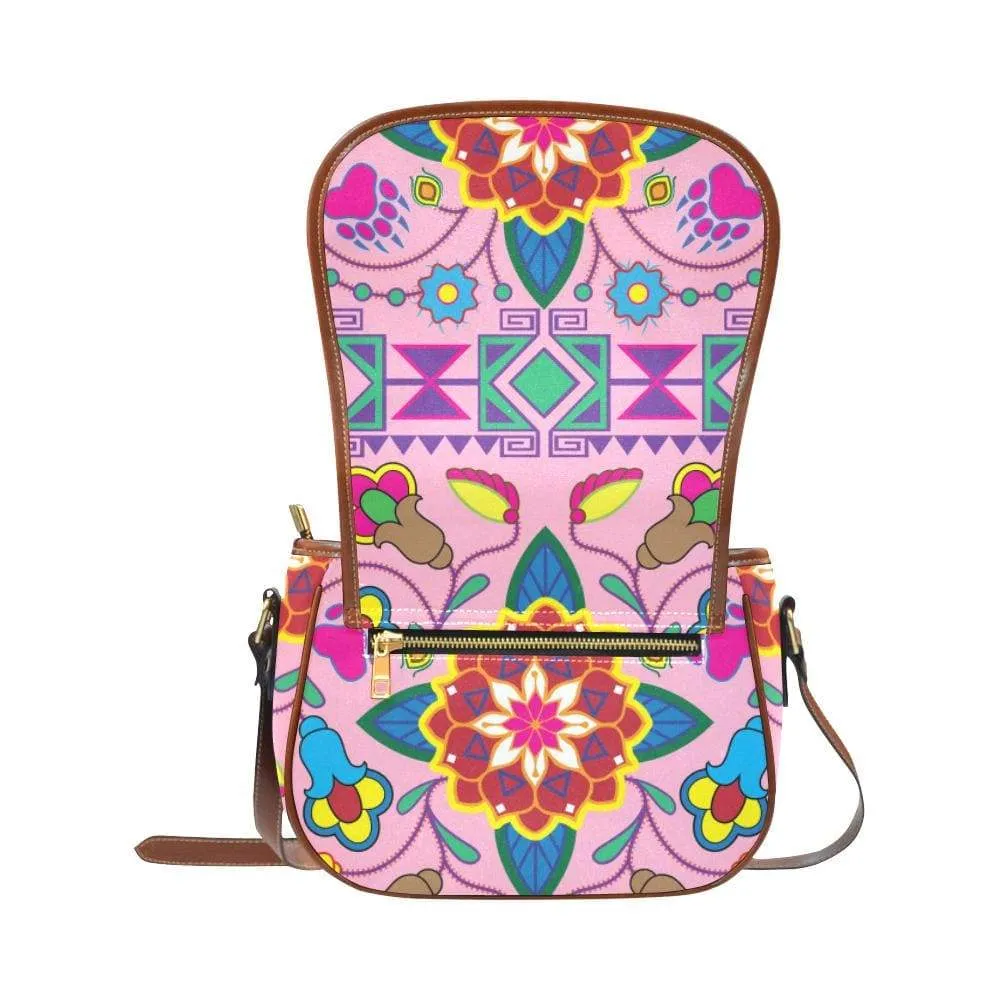 Geometric Floral Winter - Sunset Saddle Bag/Small