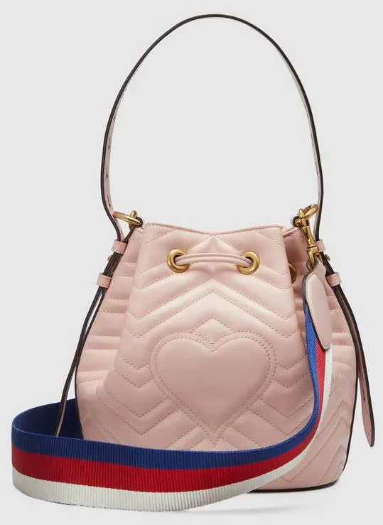 GG Marmont Quilted Leather Bucket Bag - Black or Pink