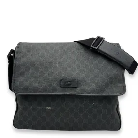 GG Supreme Black Messenger in Monogram Coated Canvas, Silver hardware