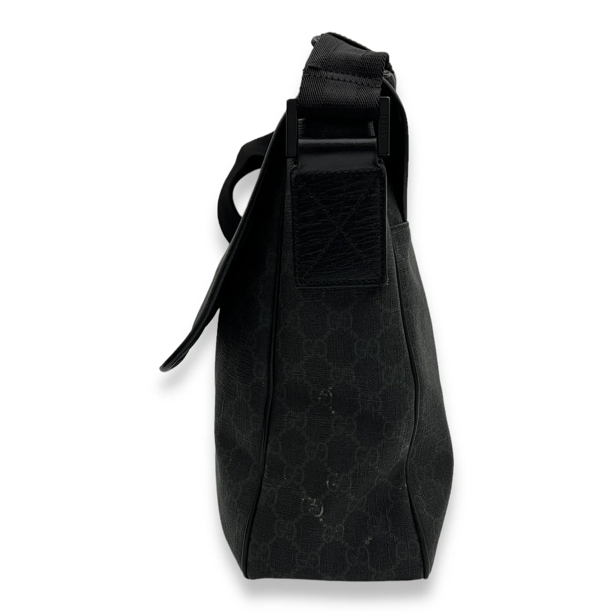 GG Supreme Black Messenger in Monogram Coated Canvas, Silver hardware