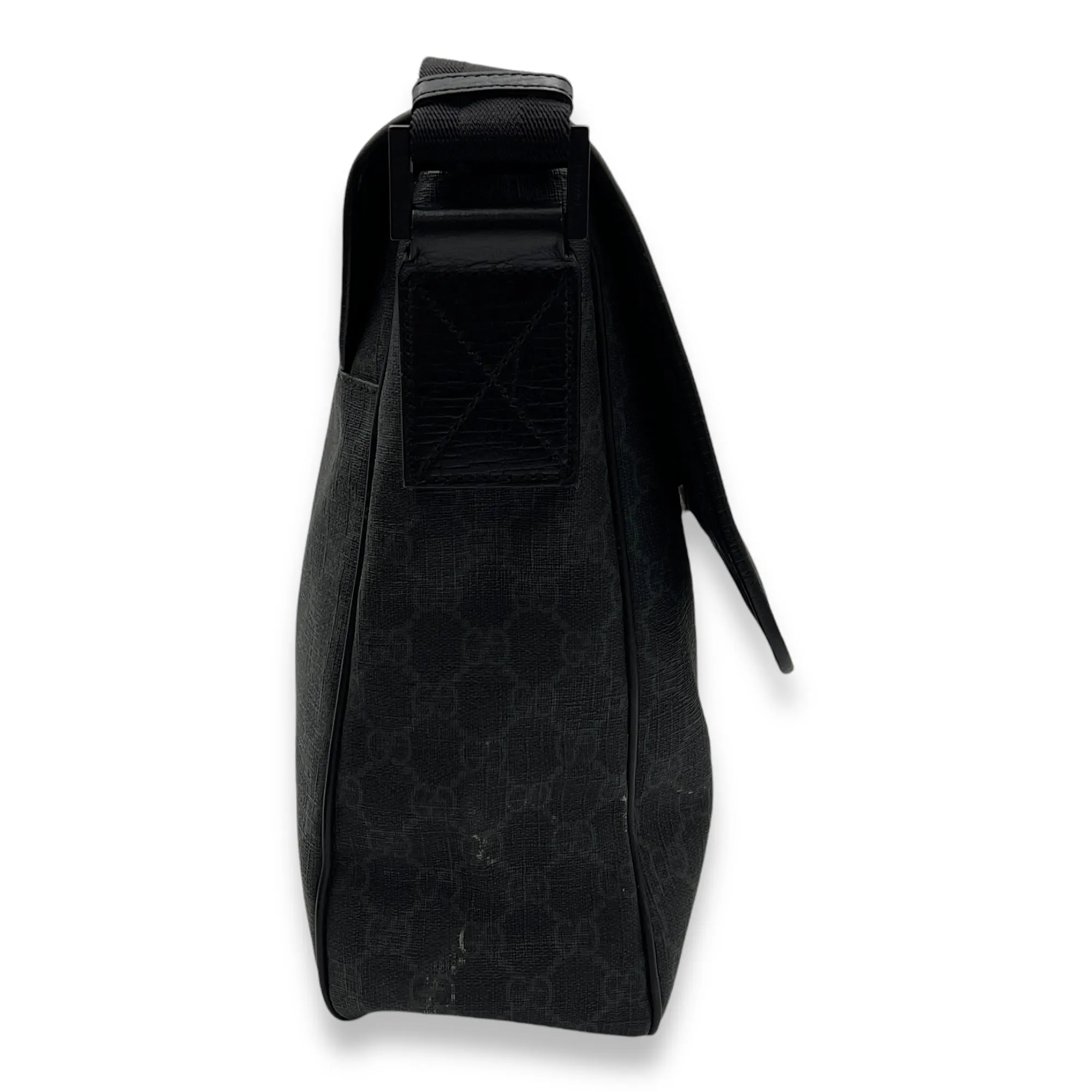 GG Supreme Black Messenger in Monogram Coated Canvas, Silver hardware