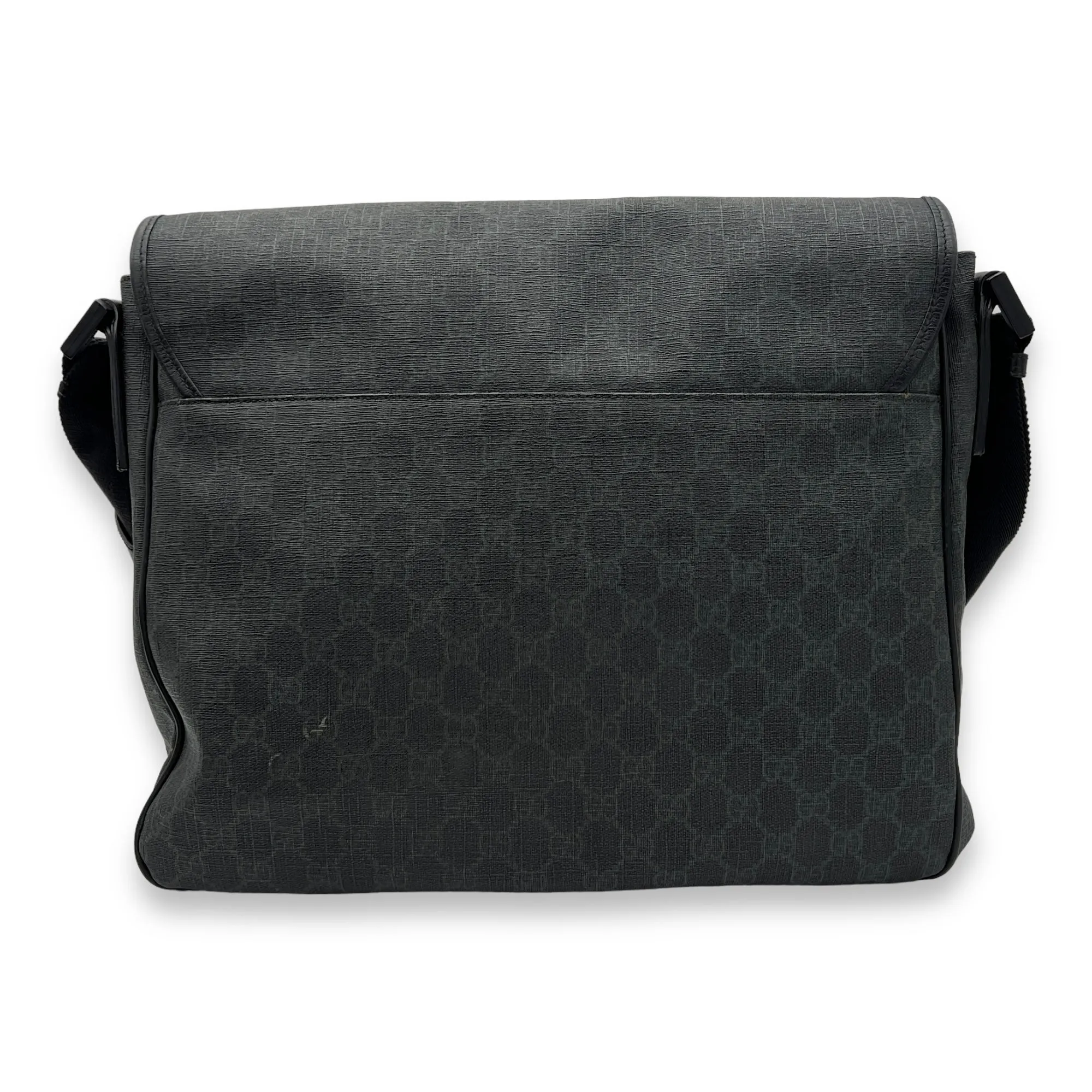 GG Supreme Black Messenger in Monogram Coated Canvas, Silver hardware