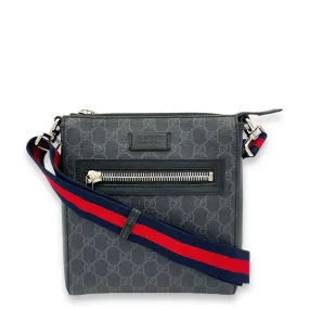 GG Supreme Messenger Black in Monogram Coated Canvas, Silver hardware