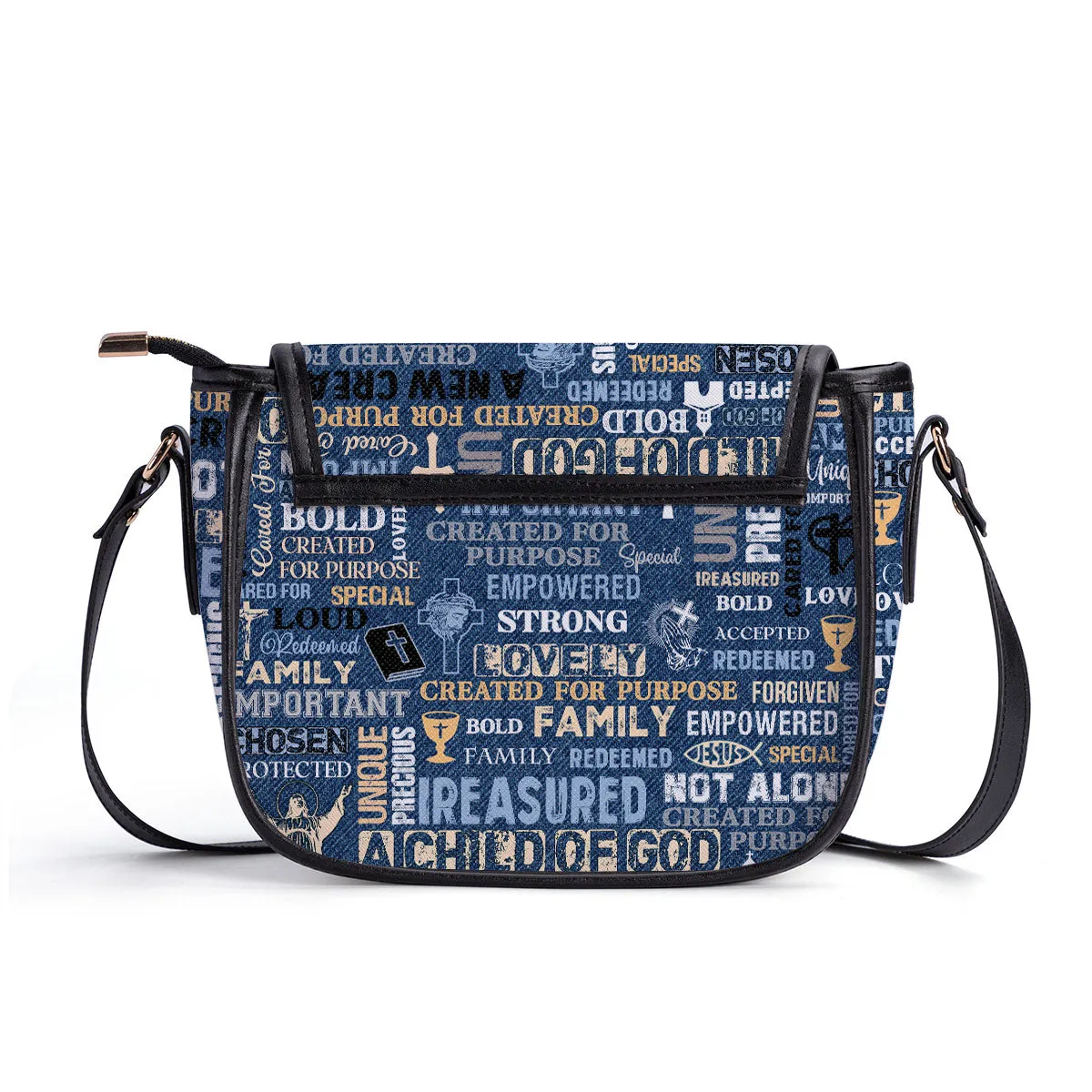 God Says I Am Empowered Personalized Leather Saddle Bag - Religious Bags For Women