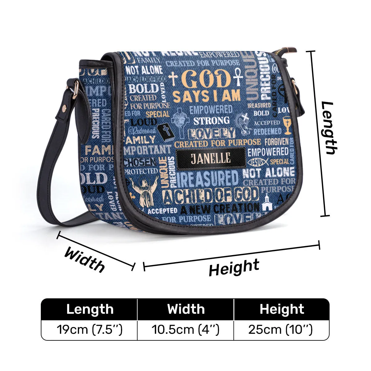 God Says I Am Empowered Personalized Leather Saddle Bag - Religious Bags For Women