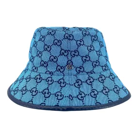 Gucci GG Multicolor Canvas Bucket Hat Blue Black Pre-Owned