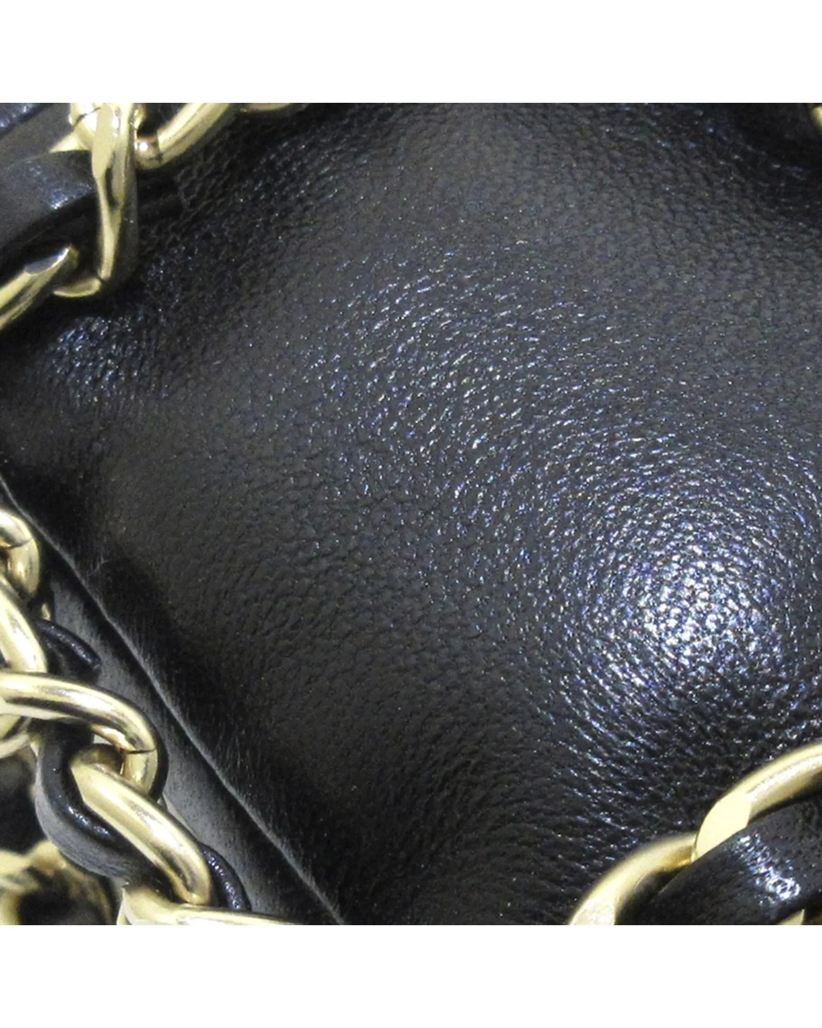 Lambskin Leather Bucket Bag with Chain Strap and Drawstring Closure