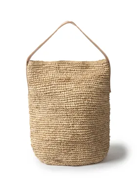 LAYLA XL RAFFIA BUCKET BAG - NATURAL