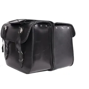 Leather Motorcycle Saddlebag With Braid & Concho SD4007-Leather