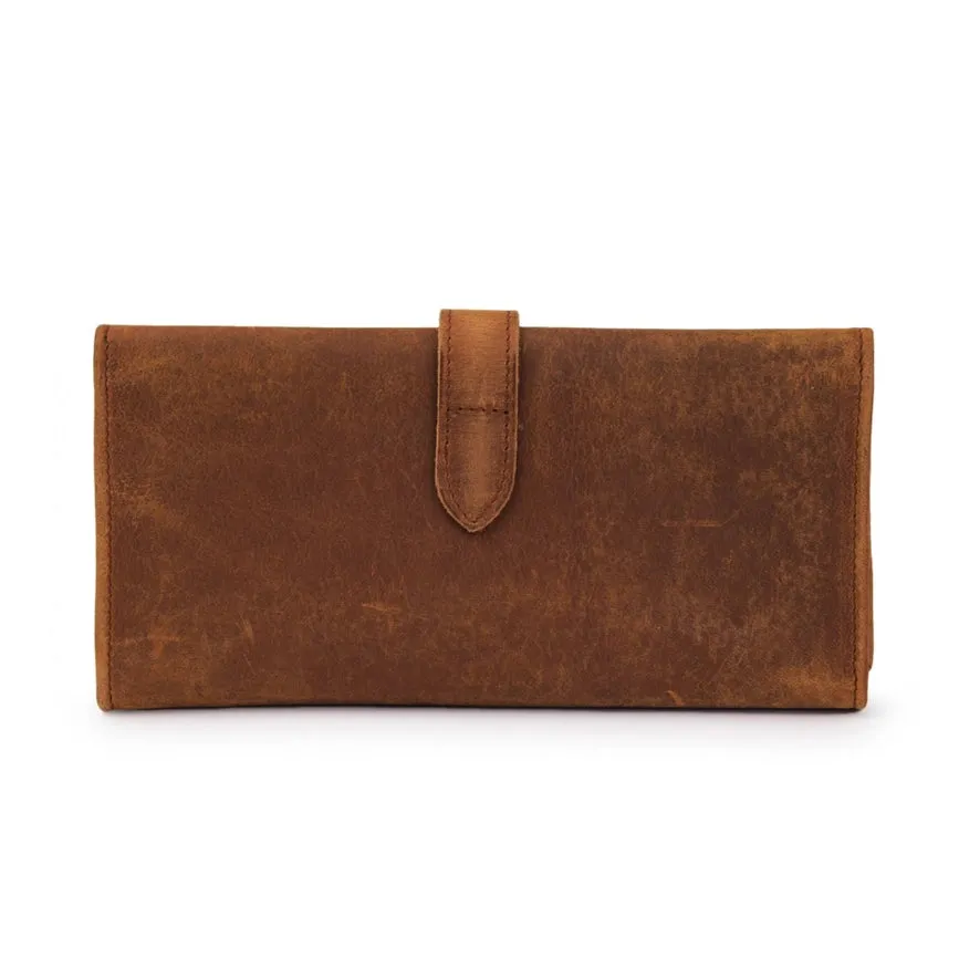 Leather Trifold Wallet - Saddle Brown