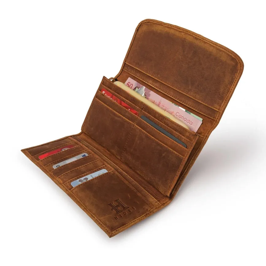 Leather Trifold Wallet - Saddle Brown