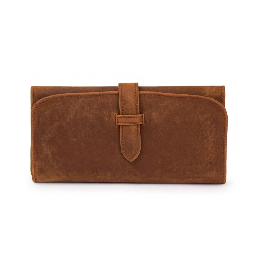 Leather Trifold Wallet - Saddle Brown