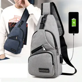 Men USB Charging Crossbody Bags