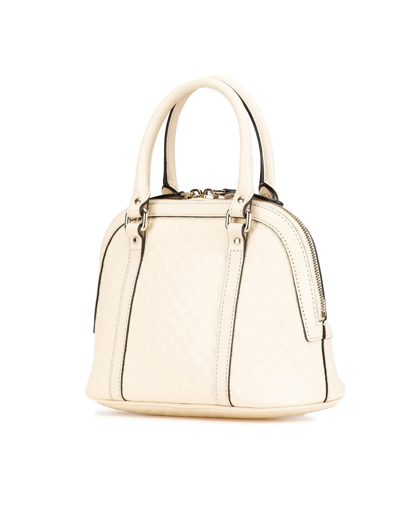 Mini Embossed Leather Dome Satchel with Detachable Strap