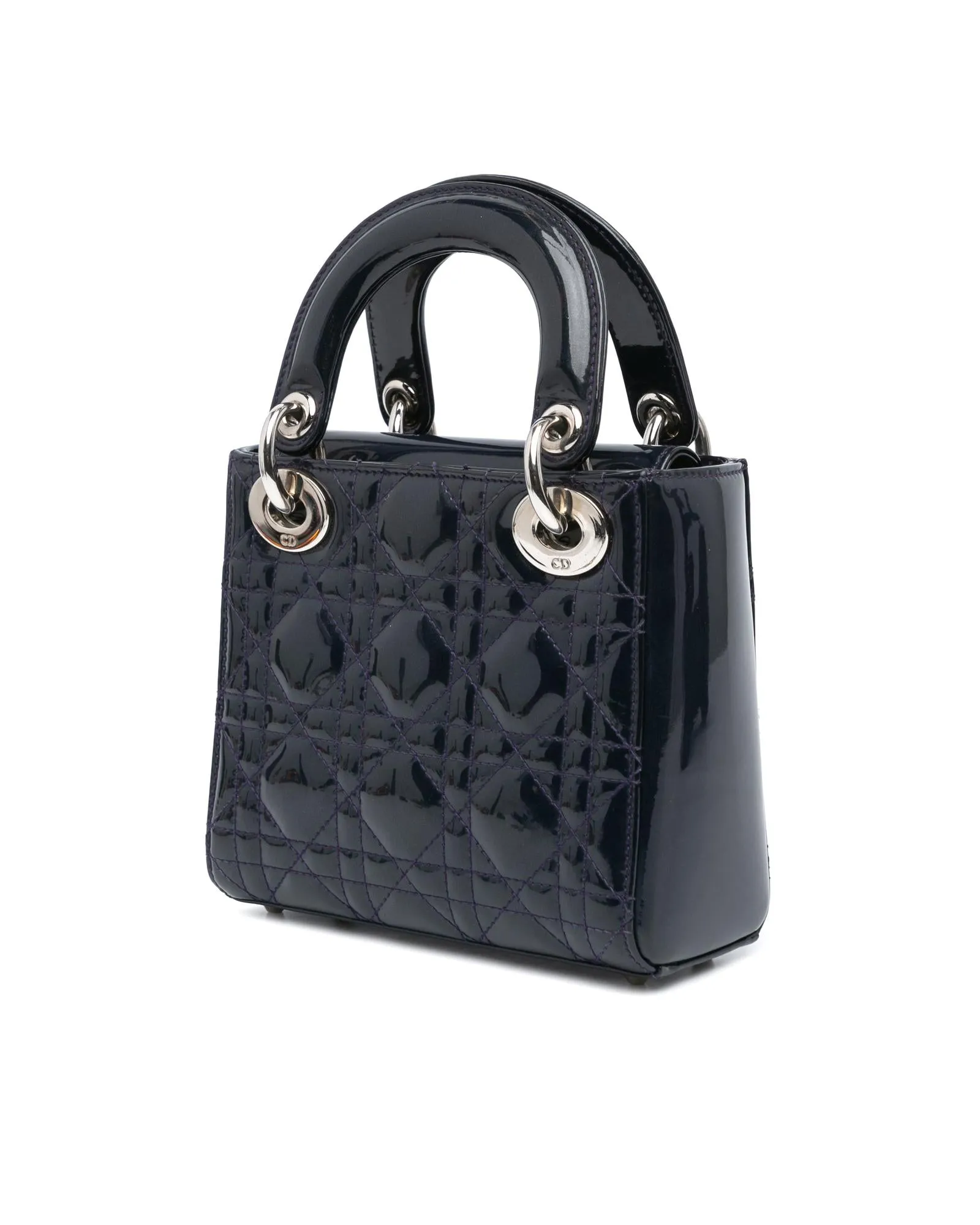 Mini Patent Quilted Leather Handbag with Chain Strap