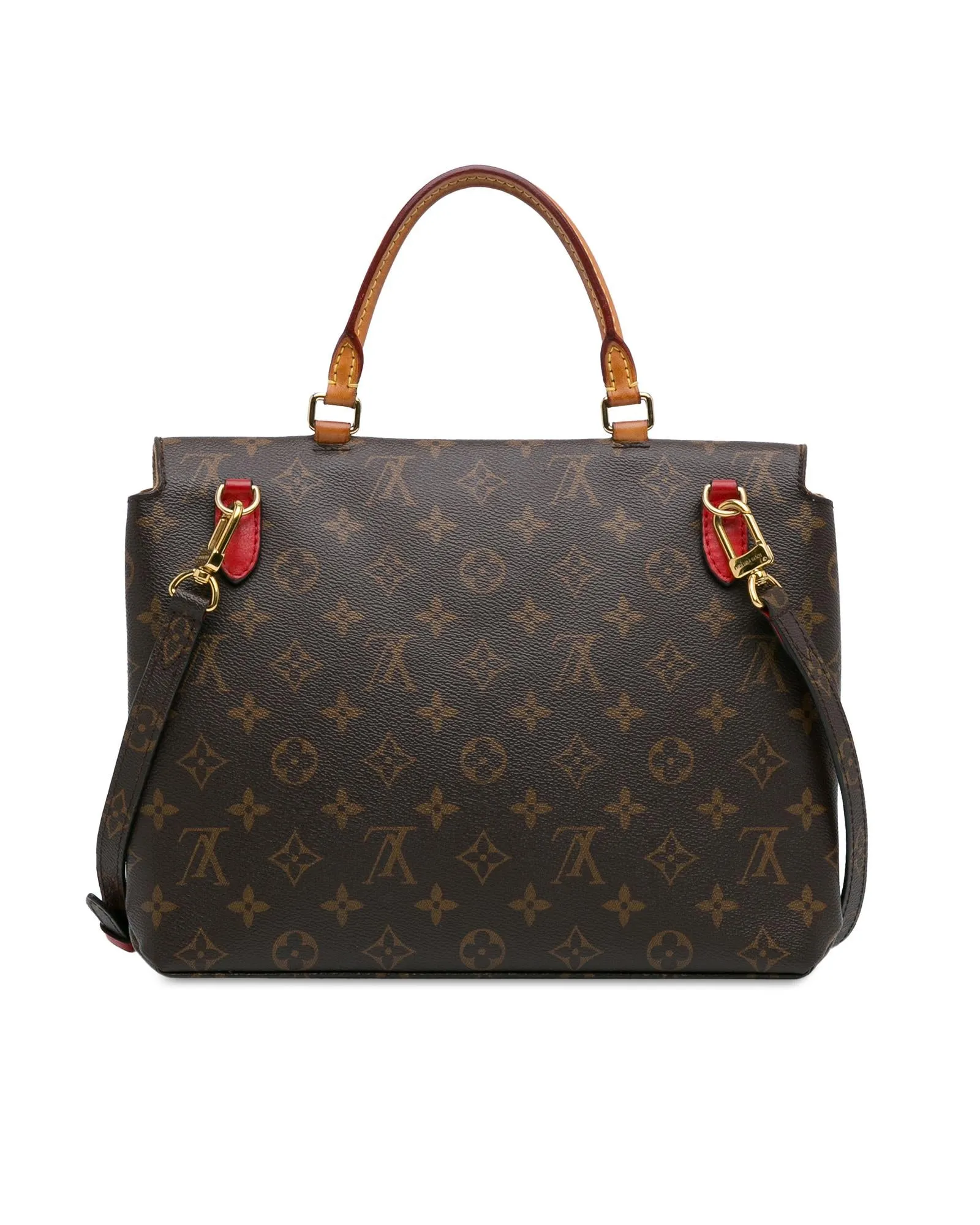 Monogram Canvas Bag with Rolled Leather Handle and Detachable Strap