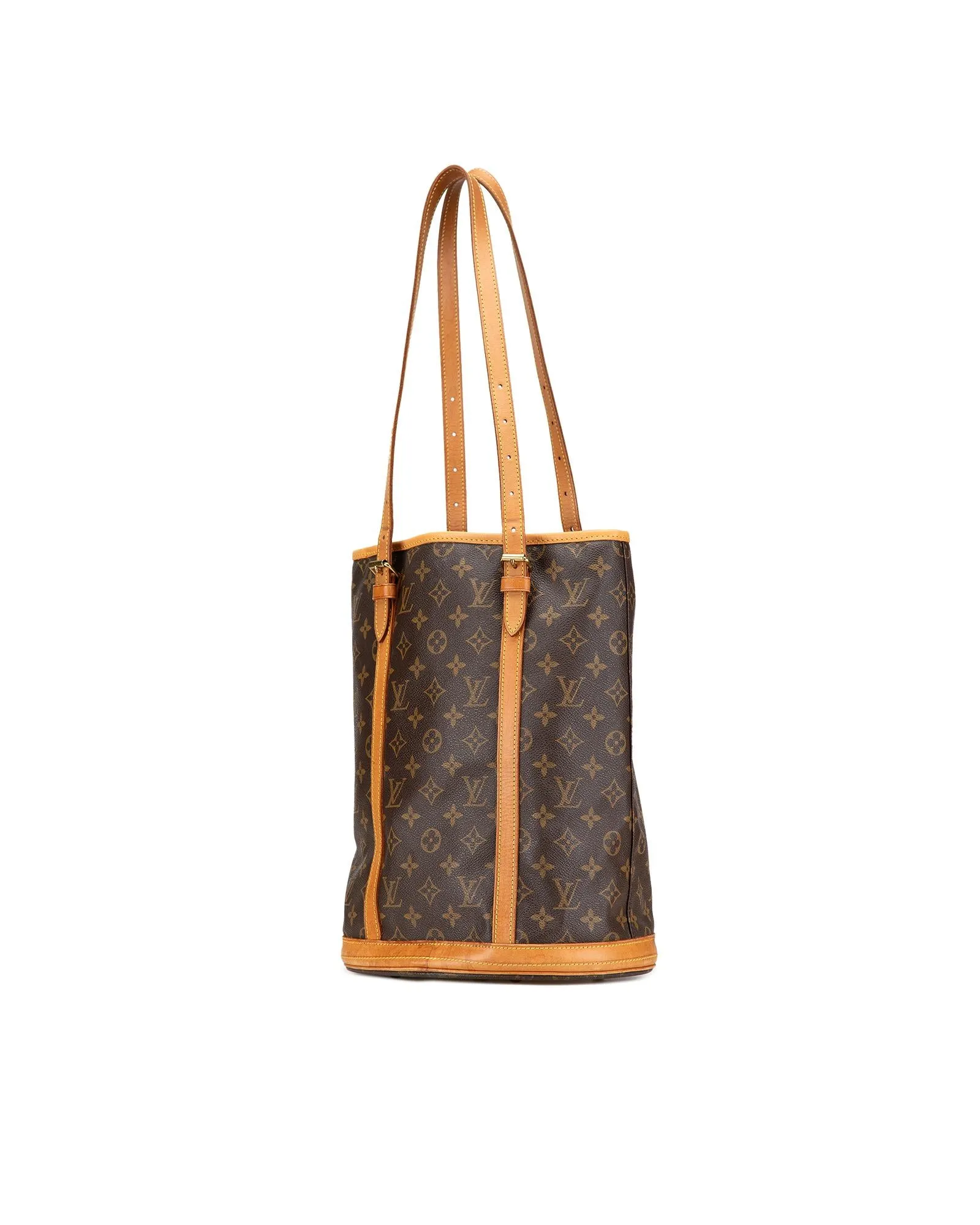 Monogram Canvas Bucket Bag with Leather Trim and Interior Pockets