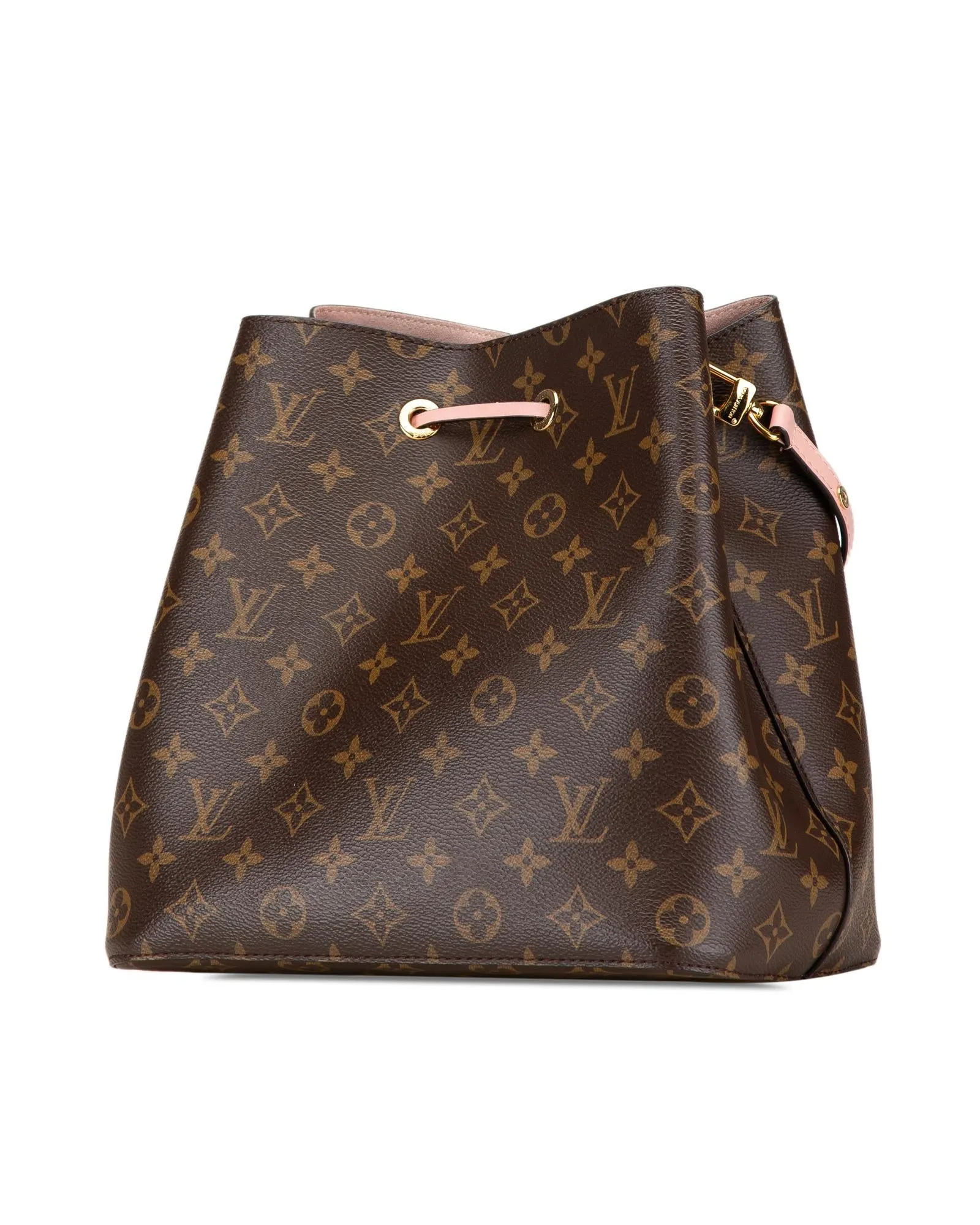 Monogram Canvas Drawstring Bag with Detachable Leather Strap