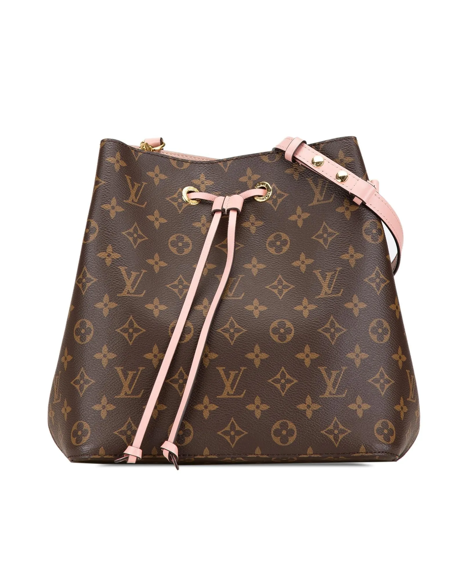 Monogram Canvas Drawstring Bag with Detachable Leather Strap