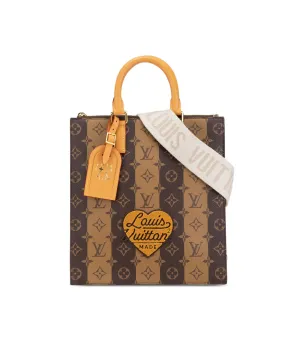 Monogram Canvas Sac Plat Cross with Leather Handles and Detachable Strap