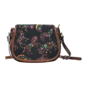 Neon Floral Animals Saddle Bag/Small