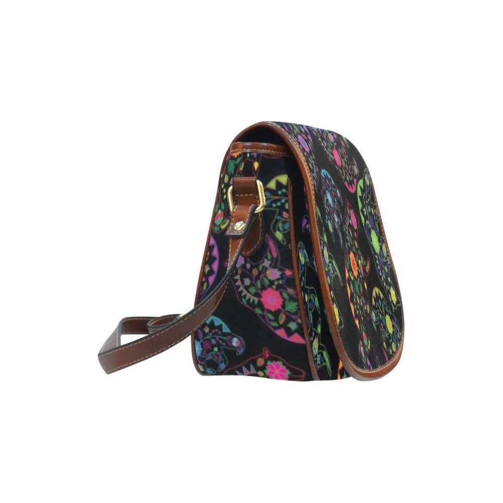 Neon Floral Bears Saddle Bag/Small