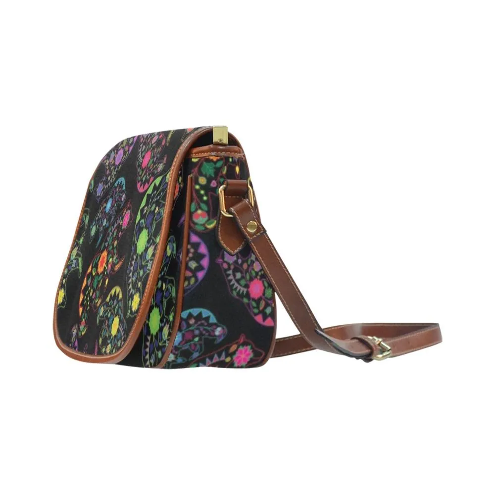 Neon Floral Bears Saddle Bag/Small