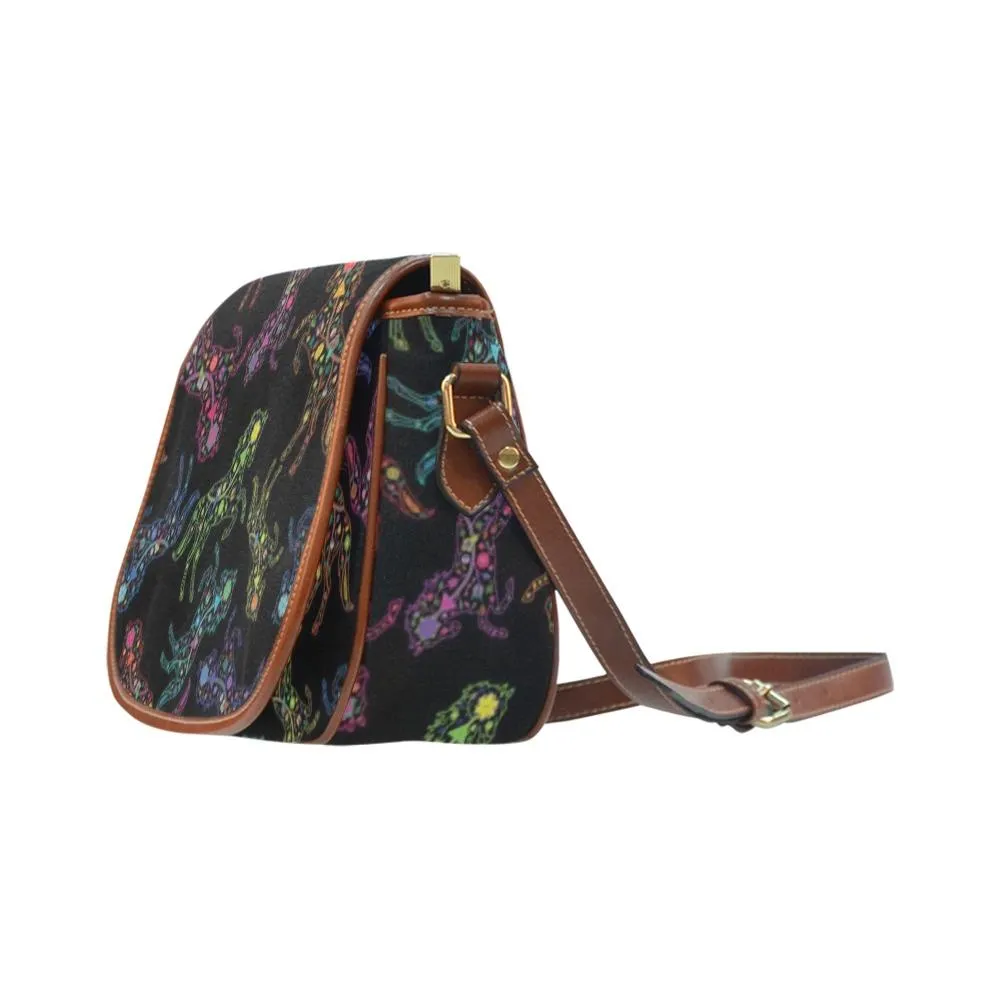 Neon Floral Horses Saddle Bag/Small