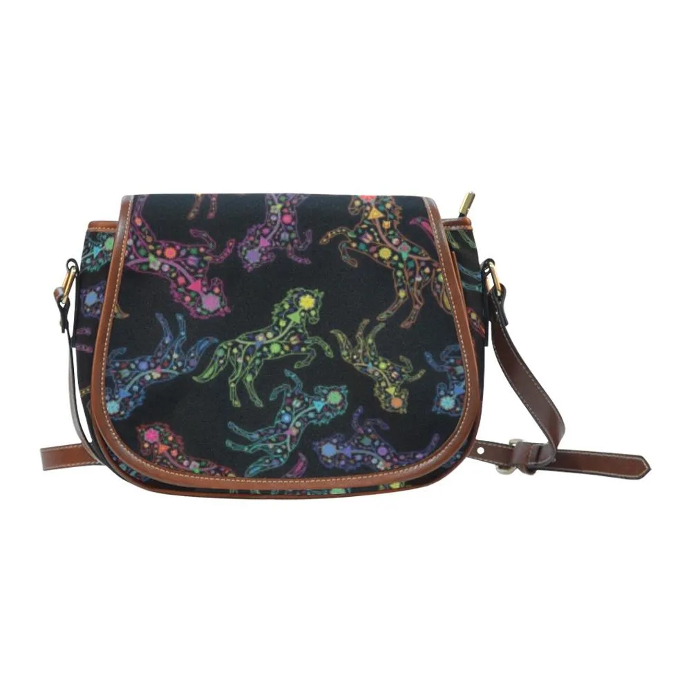 Neon Floral Horses Saddle Bag/Small