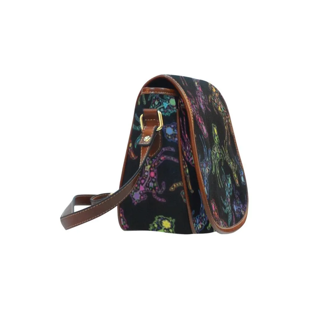 Neon Floral Horses Saddle Bag/Small