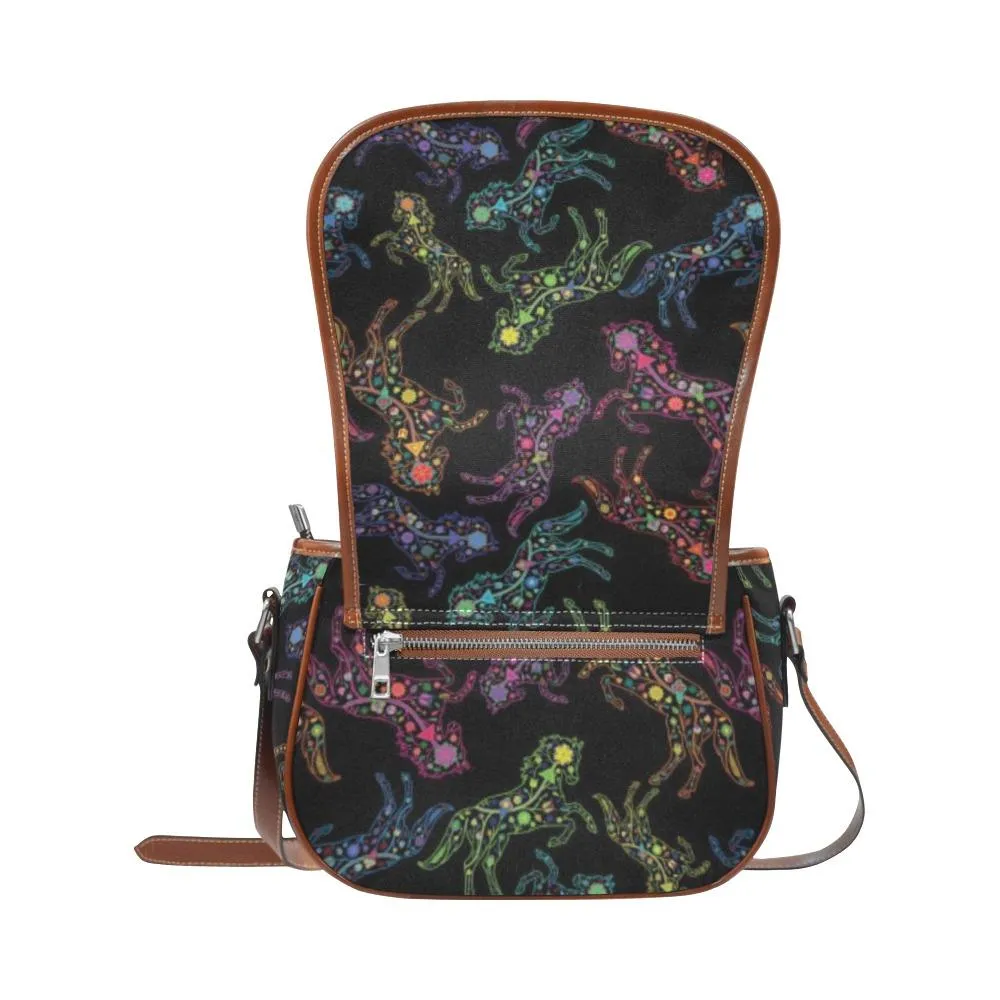 Neon Floral Horses Saddle Bag/Small