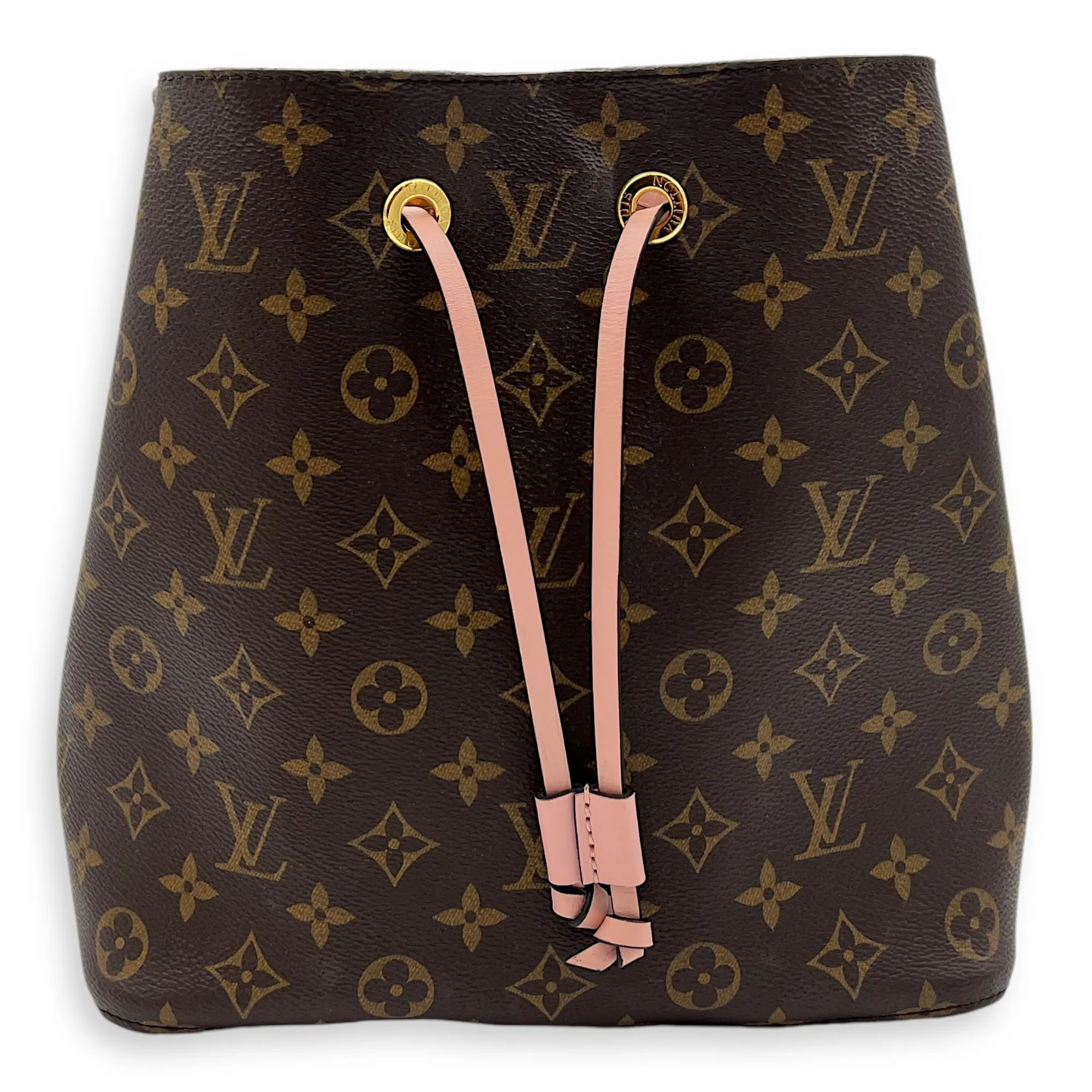 NeoNoe Bucket Bag MM Pink in Monogram Coated Canvas, Gold hardware