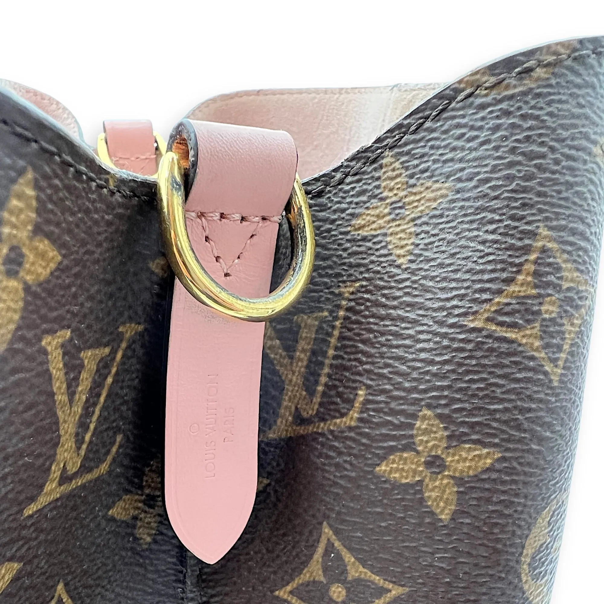 NeoNoe Bucket Bag MM Pink in Monogram Coated Canvas, Gold hardware