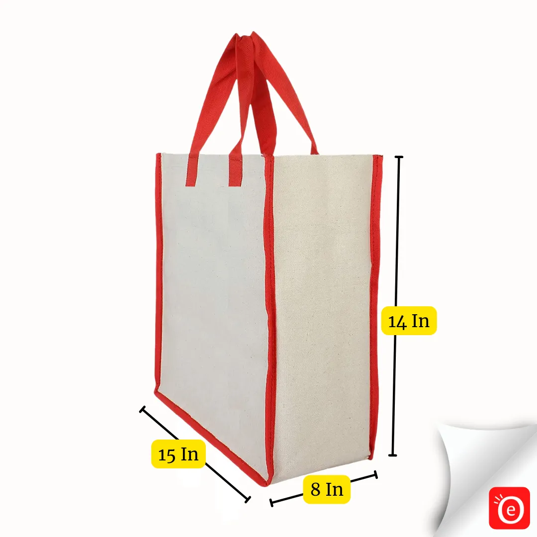 Products Canvas Shopping Bags, Reusable Bag for Grocery, Fruits, and Vegetable with Handles, Pack of 10 (White)