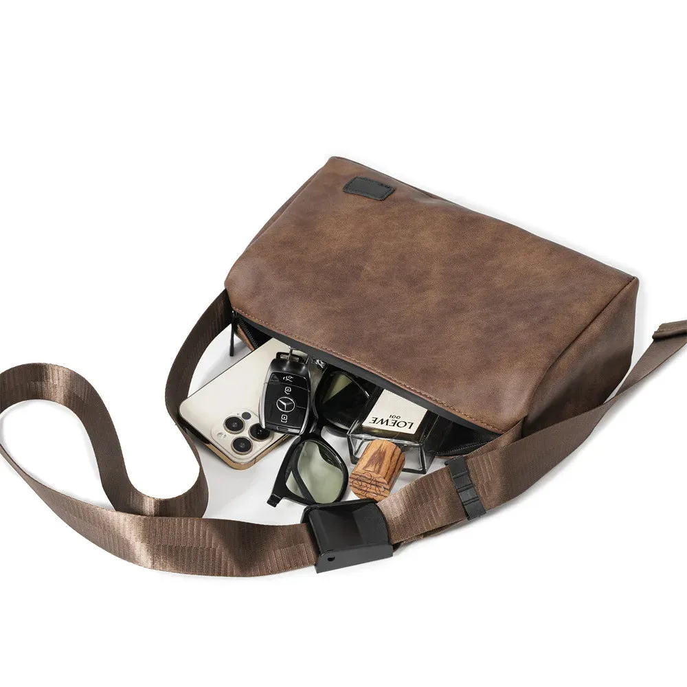 PU Leather Crossbody Satchel.