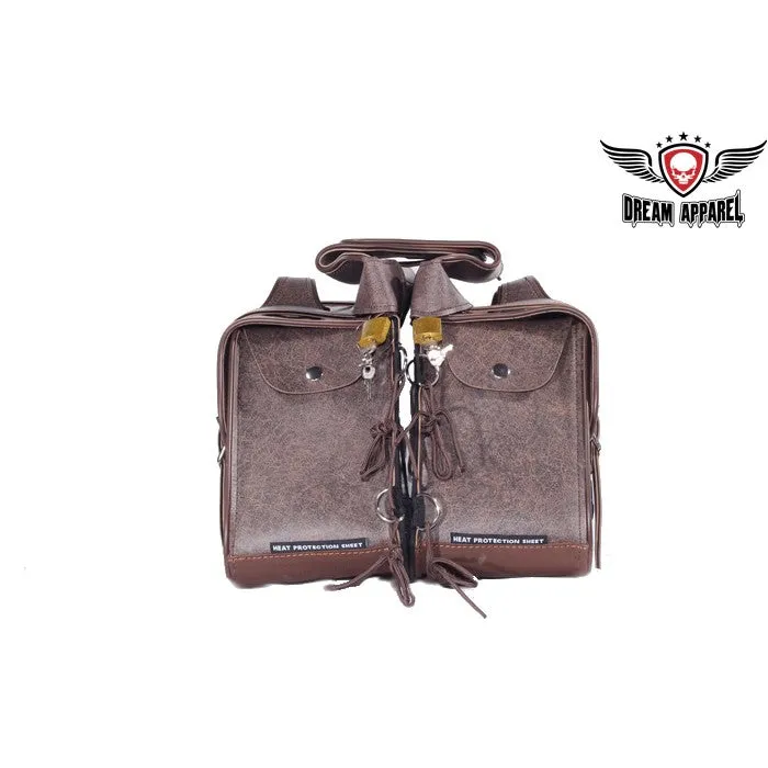 PVC Brown Motorcycle Saddlebag