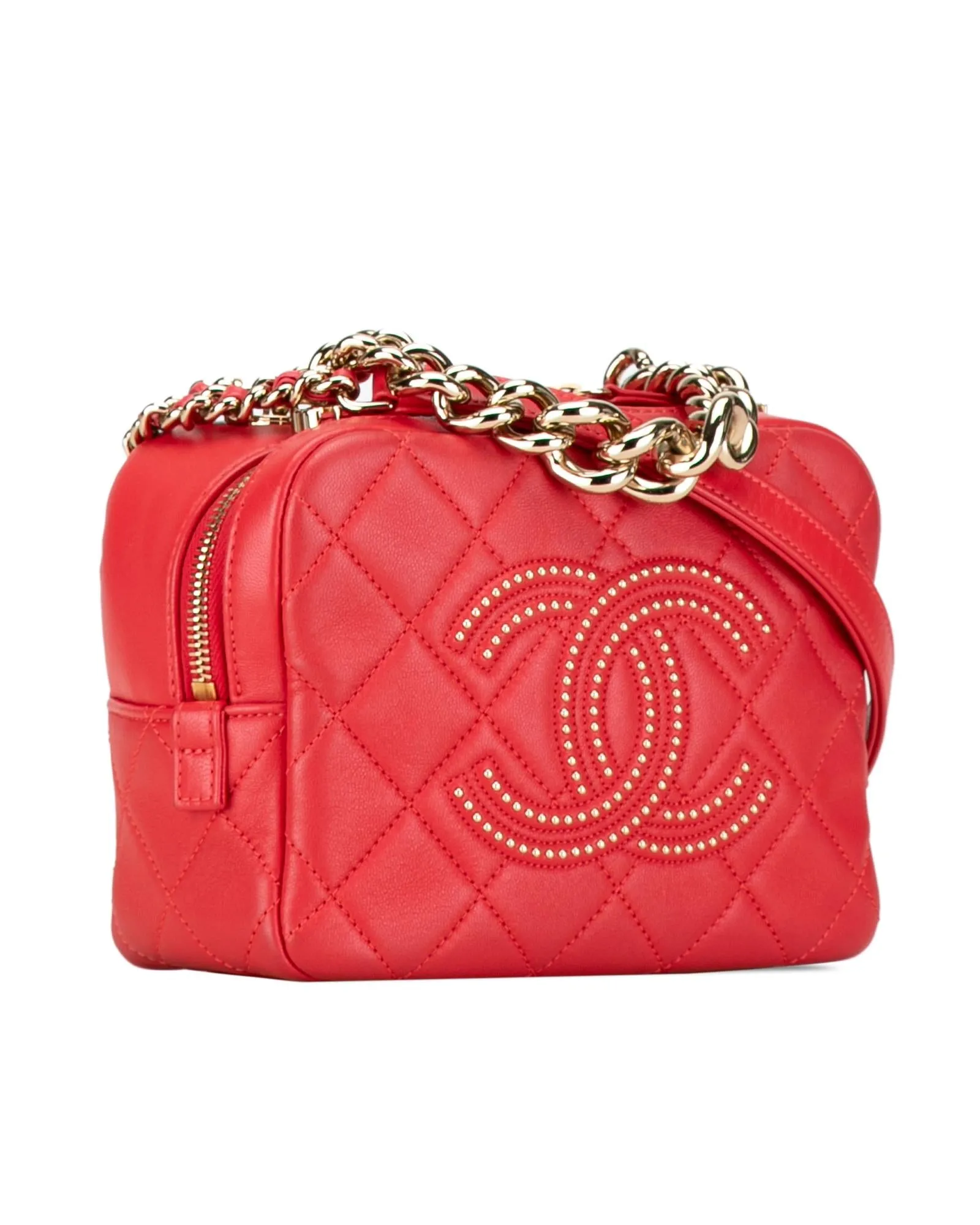 Quilted Lambskin Beauty Bag with Stud Details