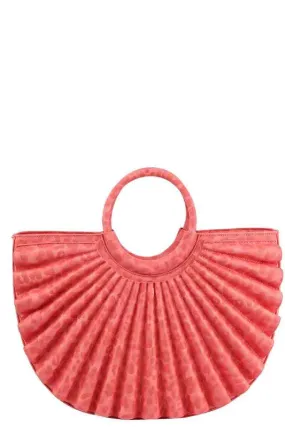 Red Leopard Printed Pleated Half Moon Satchel