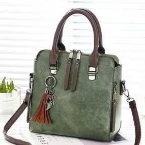 Retro Stylish Ladies' Soft Leather Crossbody Bags With Tassel Hanging