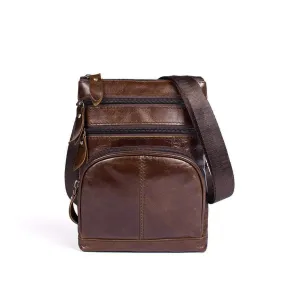 Rossie Viren Vintage Leather Deluxe Vertical Messenger Shoulder Bag