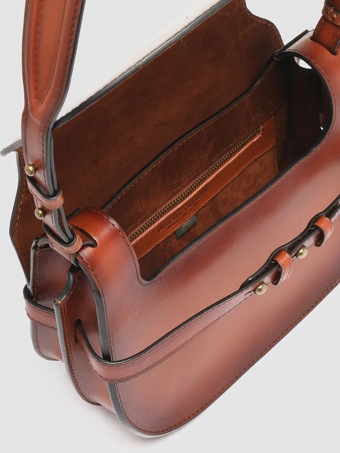 SADDLE 011 - Brown Leather Crossbody Bag