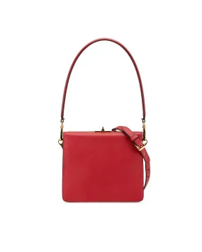 Saffiano Leather Satchel with Top Turn Lock Closure and Detachable Straps