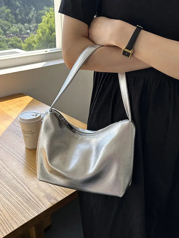 Shiny Split-Joint Zipper Shoulder Bags Handbags Bags Accessories Bags