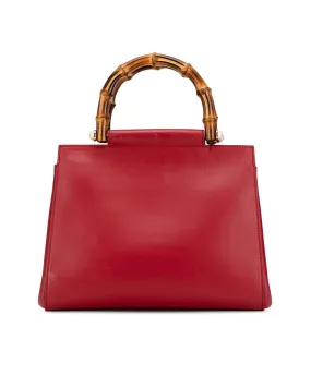 Small Leather Bamboo Handle Satchel